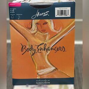 Vintage Y2K Hanes Body Enhancers Control Top Reinforced Toe Pantyhose Off Black